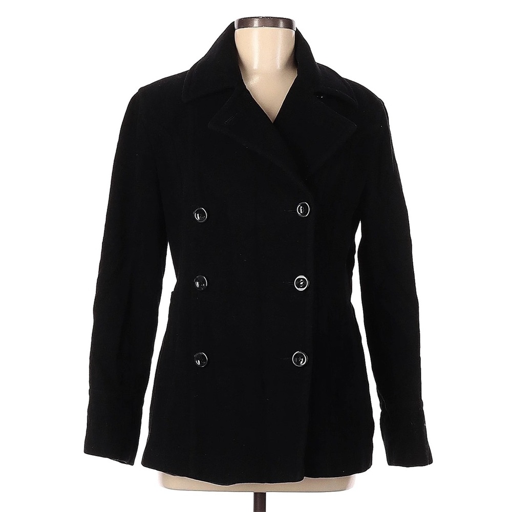 Womens St. John’s Bay Black Wool Peacoat